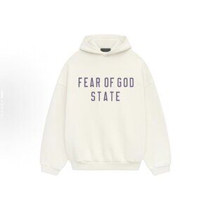 Fear of God STATE Series Off-White Hoodie, Loose Fit Printed Sweatshirt